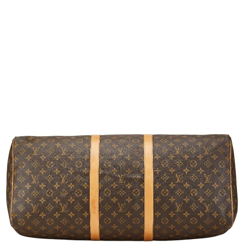LOUIS VUITTON Authentic Brown Monogram Leather Keepall 60 Boston Bag